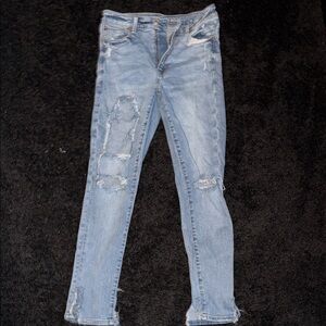 American Eagle Outfitters Light Blue Distressed Skinny Jeans